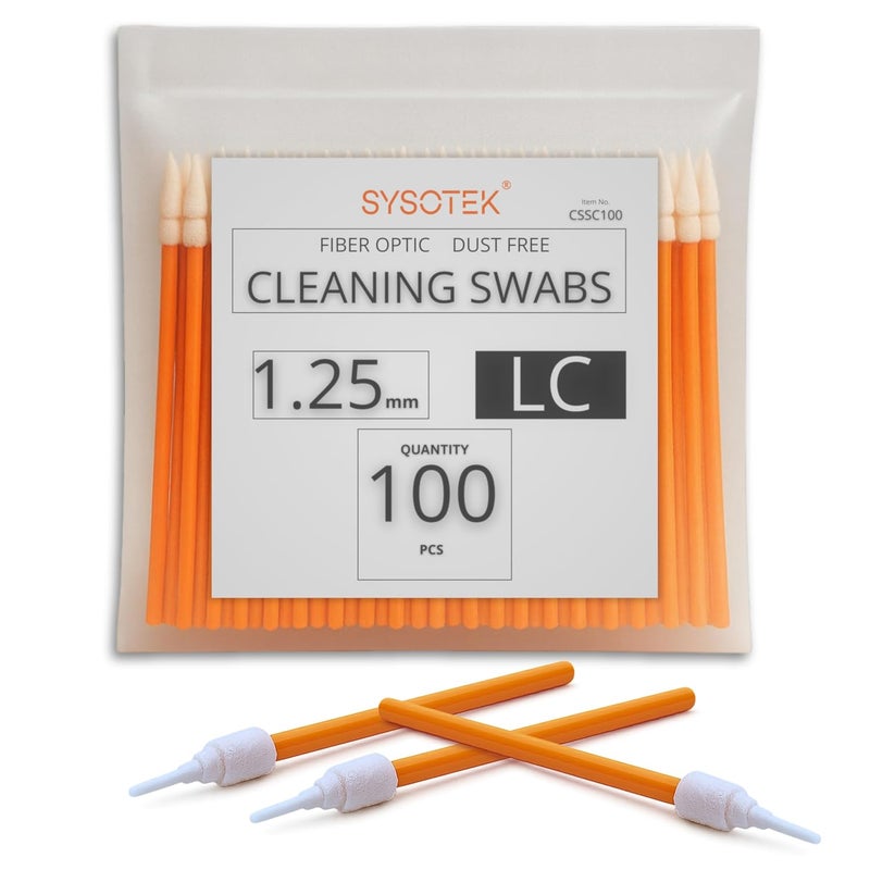 Sysotek Fiber Optic Cleaning Swabs - 100 pack - LC 1.25mm - For Cleaning Optical Components. Lint Free Anti-Static Swabs, Cleaning stick for Ports and Adapters, LC Connector Cleaner Tool for Field Use - Image 1